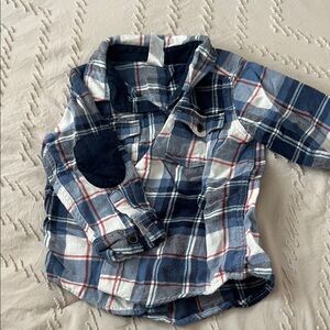 H&M Kids Blue and White Plaid Button Down Shirt
